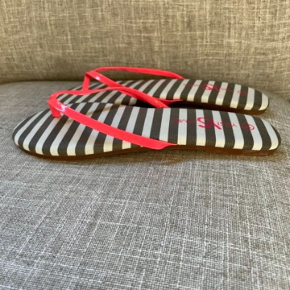 Yosi Samra Grey/White striped flip flops size 11 - Picture 3 of 5